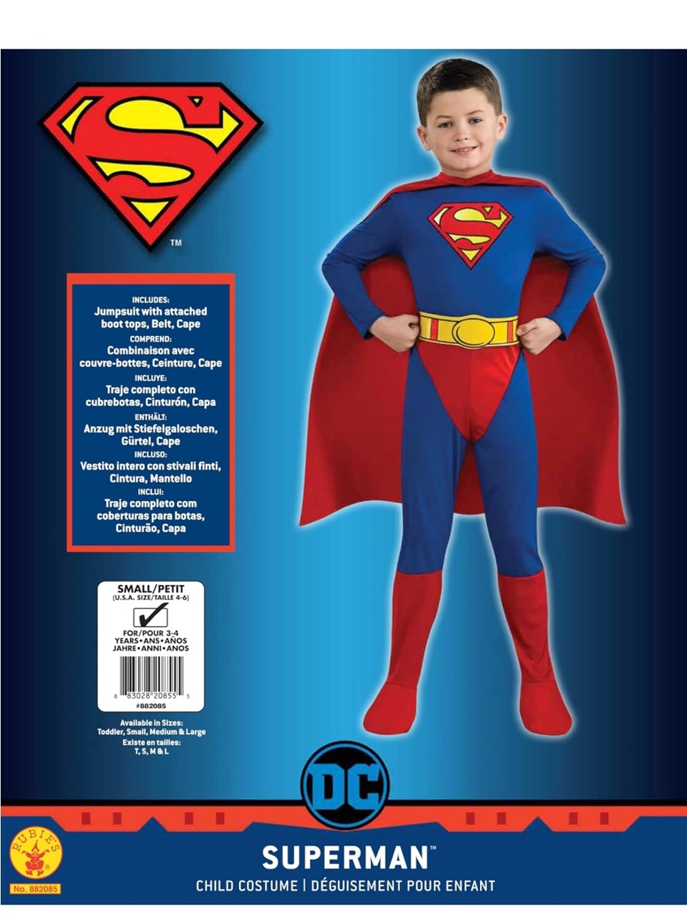 Superman Costume Kids Size Small 4-6 DC Comic